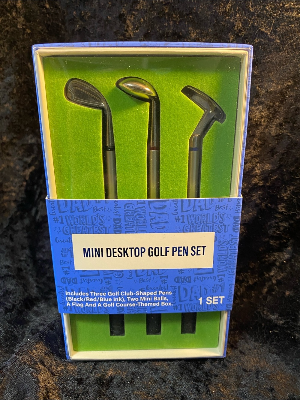Mini Desktop Golf Pen Set - Black, Red, Blue